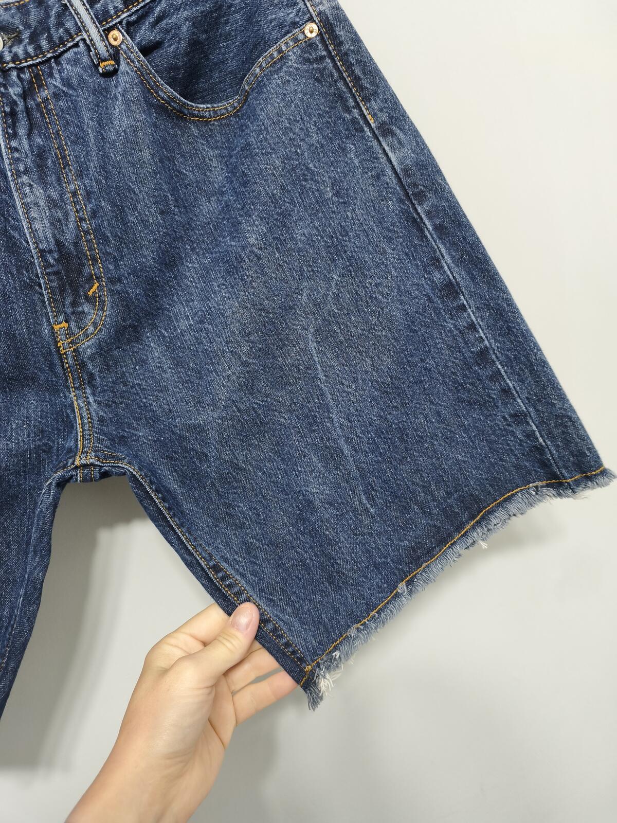 Vintage Levi's 505 Dark Indigo Raw Hem Denim Shorts 90s Skater Grunge Jorts W36