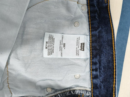 Vintage Levi's 505 Dark Indigo Raw Hem Denim Shorts 90s Skater Grunge Jorts W36