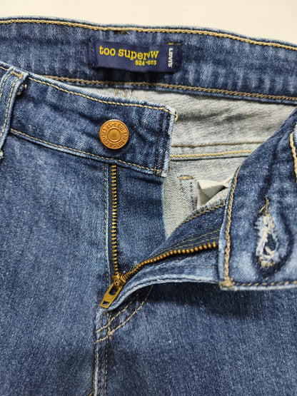 Vintage Levis 524 Too Superlow Denim Shorts W30 Low Rise Dark Blue Y2K 00s Retro
