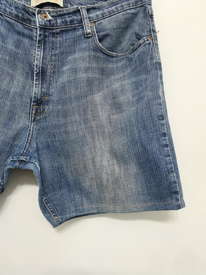 Vintage Wrangler Custom Raw Hem Blue Denim Jorts Shorts Y2K Skater Grunge W38