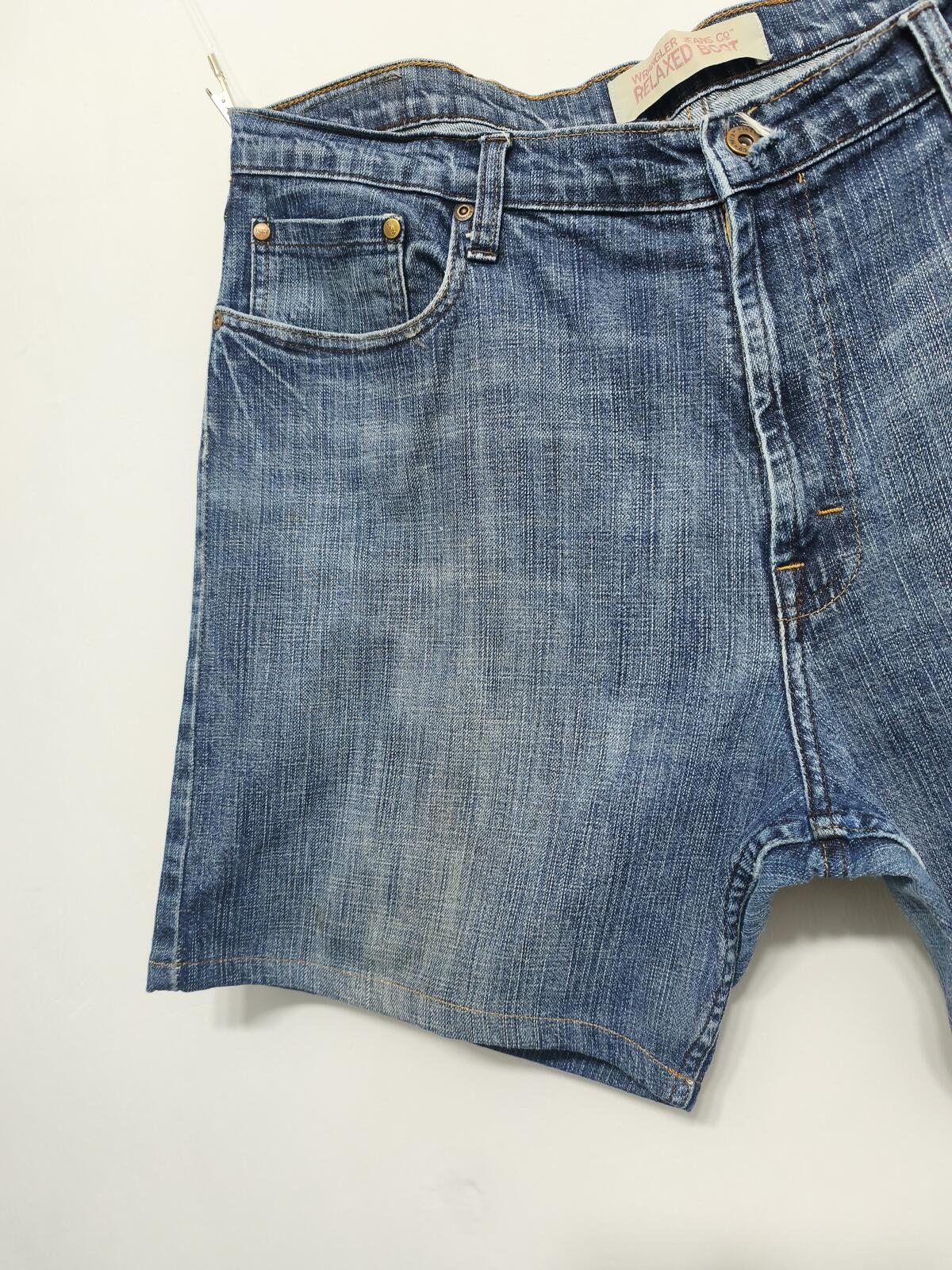 Vintage Wrangler Custom Raw Hem Blue Denim Jorts Shorts Y2K Skater Grunge W38