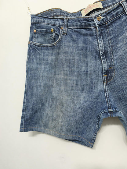 Vintage Wrangler Custom Raw Hem Blue Denim Jorts Shorts Y2K Skater Grunge W38