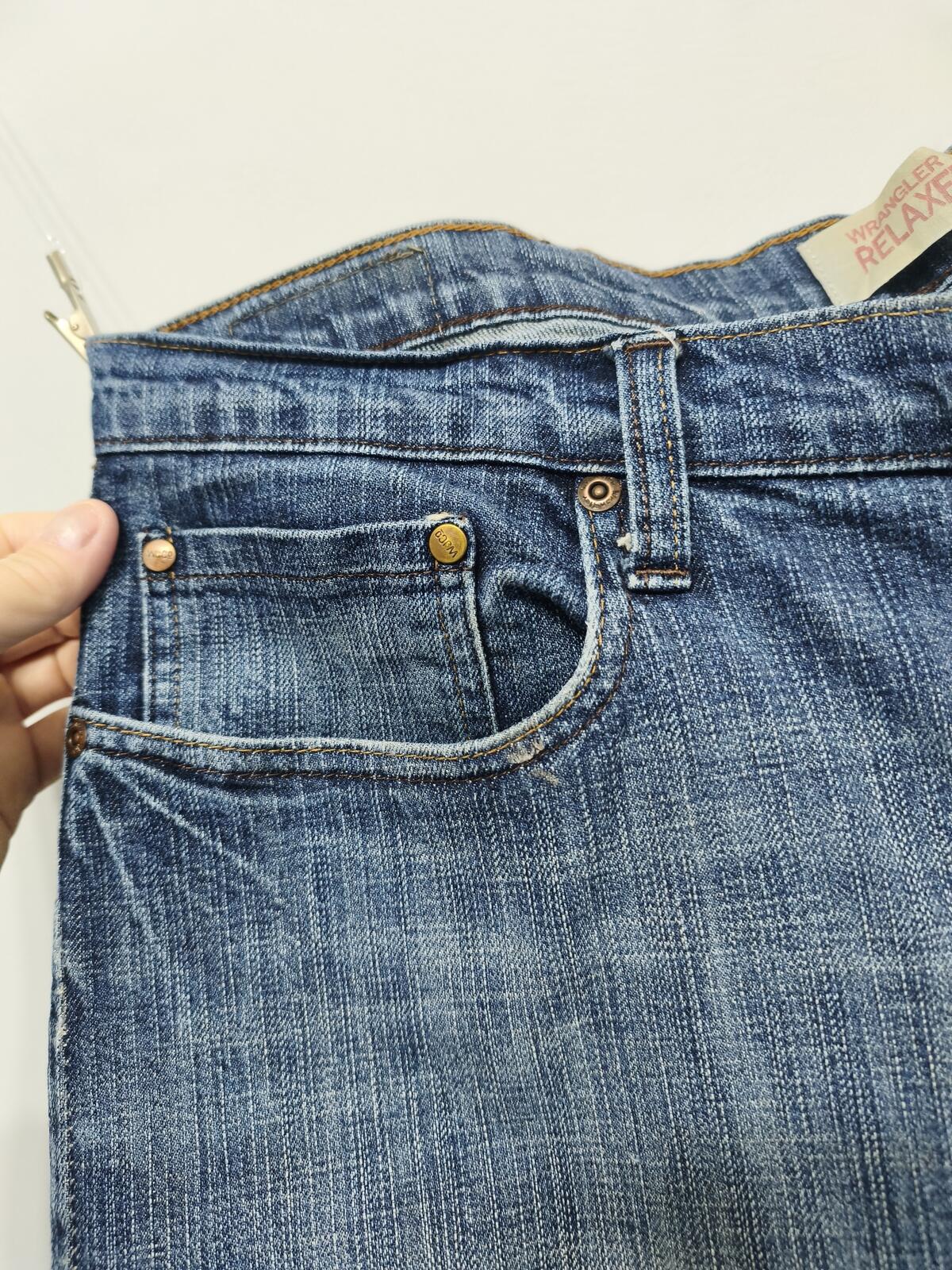 Vintage Wrangler Custom Raw Hem Blue Denim Jorts Shorts Y2K Skater Grunge W38