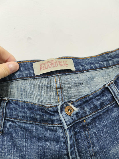 Vintage Wrangler Custom Raw Hem Blue Denim Jorts Shorts Y2K Skater Grunge W38
