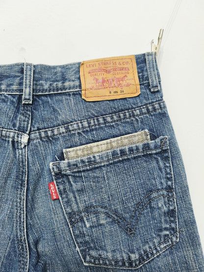 Vintage Levi's Kids Blue Denim Utility Jorts Shorts 90s Skater Retro Age 8 W24