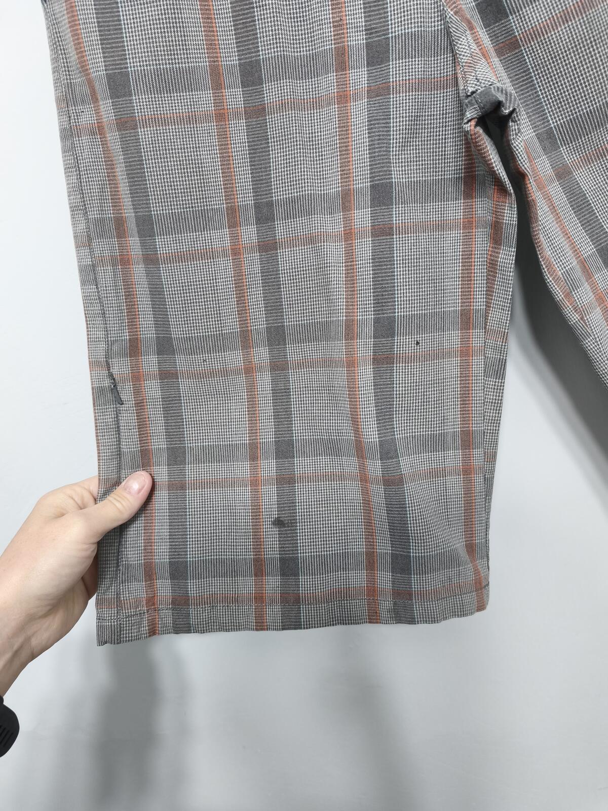 Vintage Hurley Plaid Shorts Grey Orange Y2K Skater Grunge Surf Longline 28W