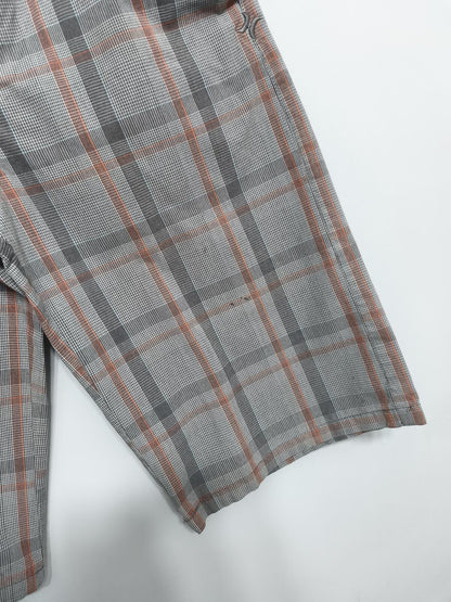 Vintage Hurley Plaid Shorts Grey Orange Y2K Skater Grunge Surf Longline 28W