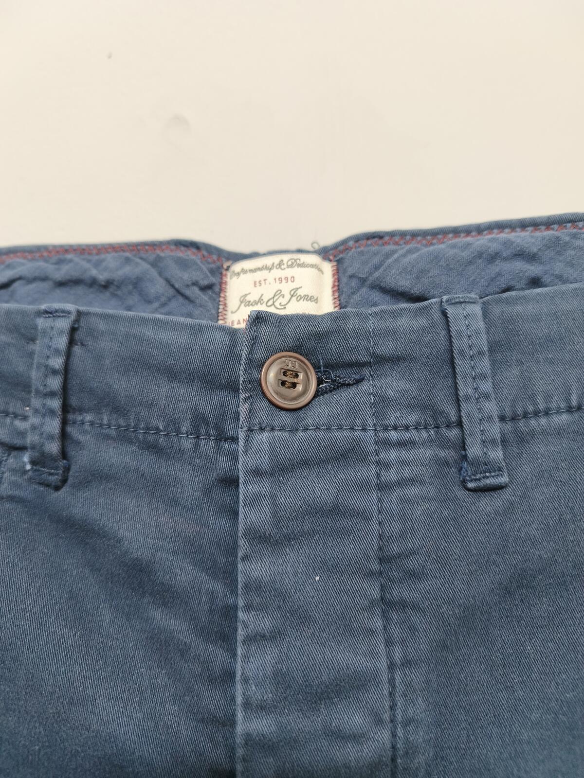 Vintage Jack & Jones Cody Navy Blue Stretch Slim Regular Chino Trousers Men 30