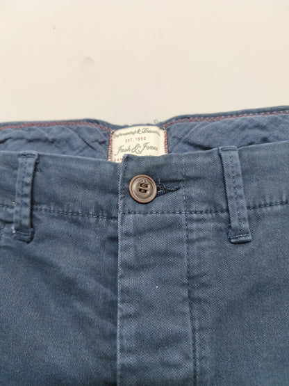 Vintage Jack & Jones Cody Navy Blue Stretch Slim Regular Chino Trousers Men 30