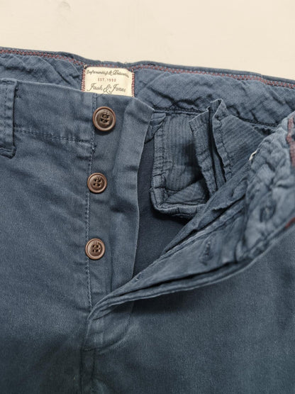 Vintage Jack & Jones Cody Navy Blue Stretch Slim Regular Chino Trousers Men 30