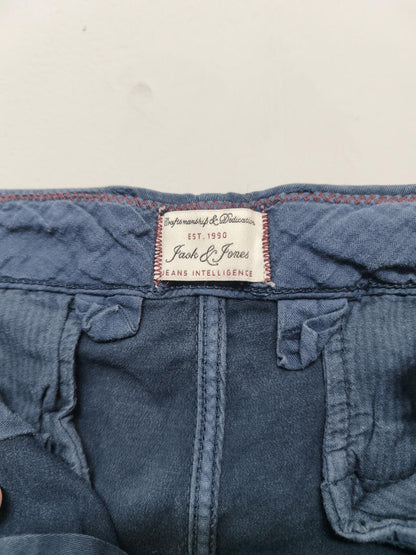 Vintage Jack & Jones Cody Navy Blue Stretch Slim Regular Chino Trousers Men 30