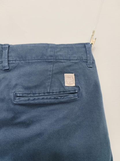 Vintage Jack & Jones Cody Navy Blue Stretch Slim Regular Chino Trousers Men 30