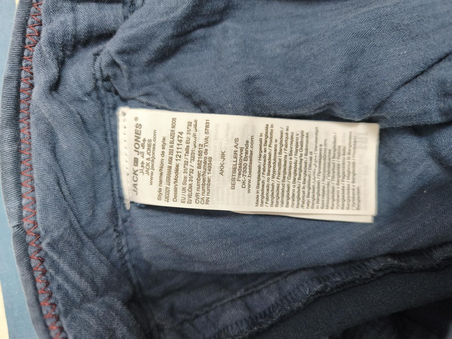 Vintage Jack & Jones Cody Navy Blue Stretch Slim Regular Chino Trousers Men 30