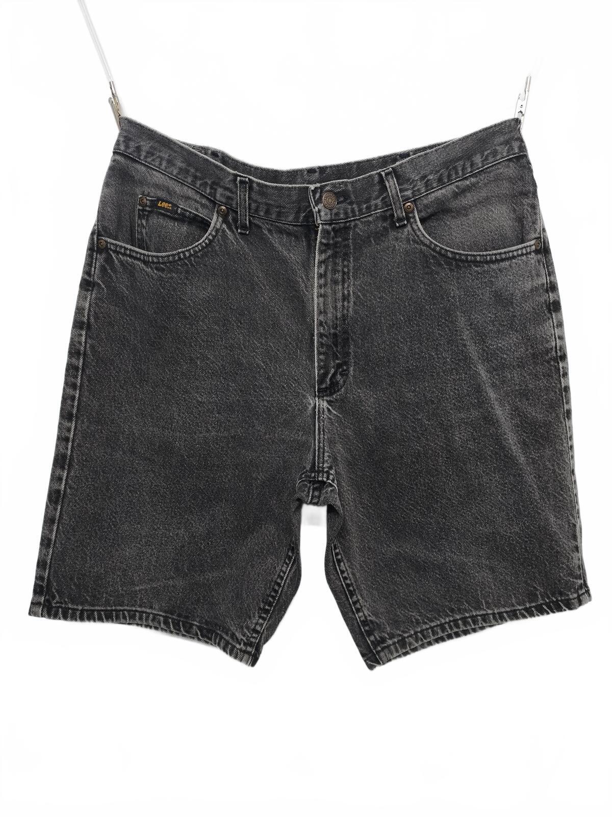 Vintage Lee Charcoal Grey Denim Jorts Shorts Made in USA 90s Skater Grunge W36
