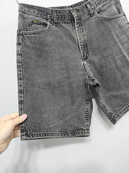 Vintage Lee Charcoal Grey Denim Jorts Shorts Made in USA 90s Skater Grunge W36