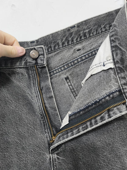 Vintage Lee Charcoal Grey Denim Jorts Shorts Made in USA 90s Skater Grunge W36