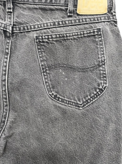 Vintage Lee Charcoal Grey Denim Jorts Shorts Made in USA 90s Skater Grunge W36
