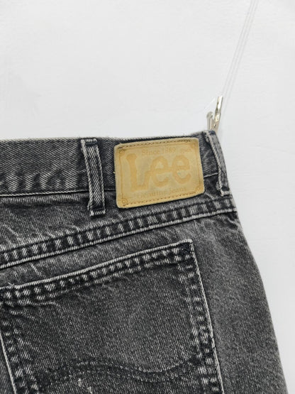 Vintage Lee Charcoal Grey Denim Jorts Shorts Made in USA 90s Skater Grunge W36