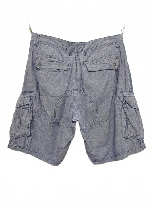 Vintage Next Hickory Stripe Cargo Shorts Blue White Linen Blend Dadcore 32W