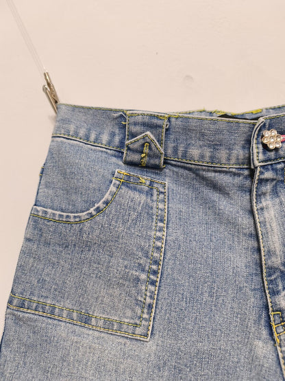 Vintage Calvin Klein Jeans Shorts Light Blue Lime Stitching Y2K Crystal 26W