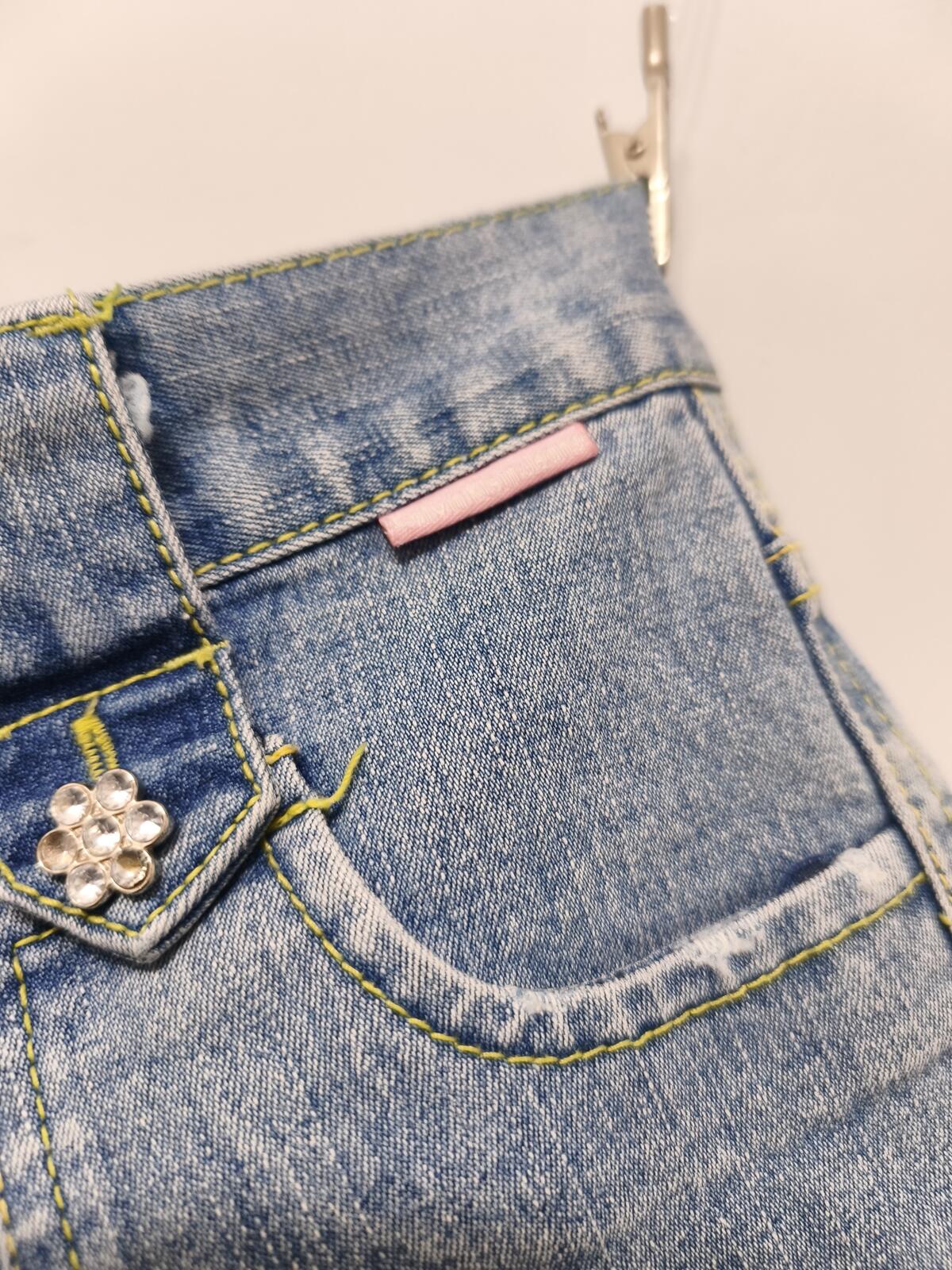 Vintage Calvin Klein Jeans Shorts Light Blue Lime Stitching Y2K Crystal 26W