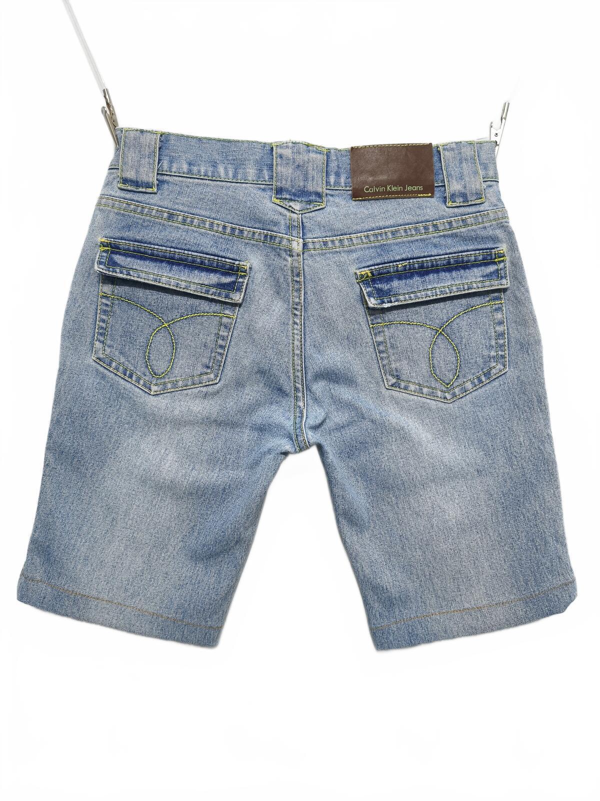 Vintage Calvin Klein Jeans Shorts Light Blue Lime Stitching Y2K Crystal 26W