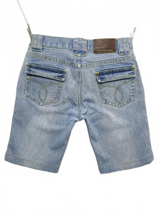 Vintage Calvin Klein Jeans Shorts Light Blue Lime Stitching Y2K Crystal 26W