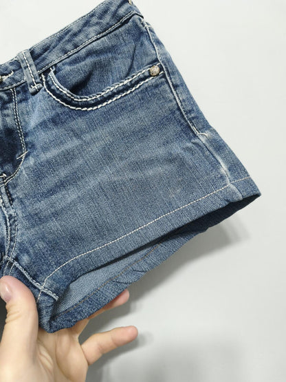 Vintage Levi's Shorts Mid Blue Wash Y2K Contrast Stitch Crystal Button 26W