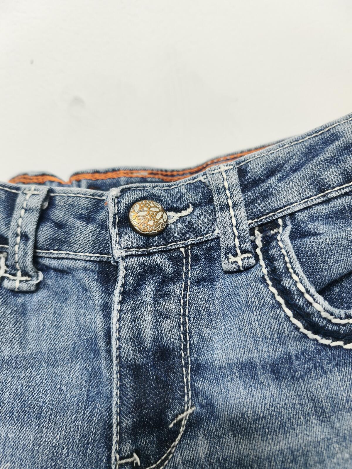 Vintage Levi's Shorts Mid Blue Wash Y2K Contrast Stitch Crystal Button 26W