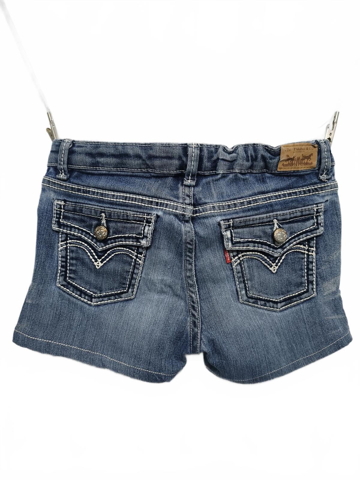 Vintage Levi's Shorts Mid Blue Wash Y2K Contrast Stitch Crystal Button 26W