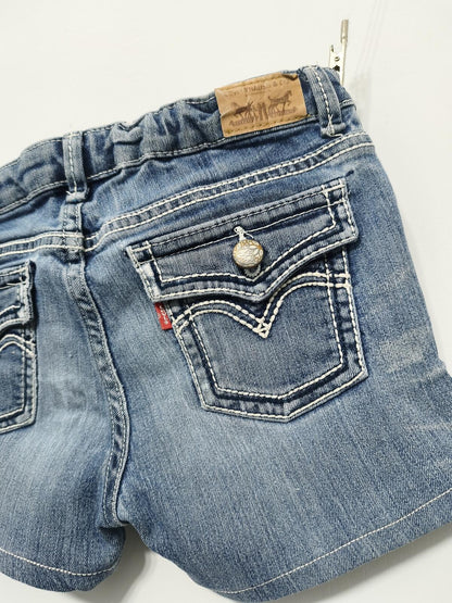 Vintage Levi's Shorts Mid Blue Wash Y2K Contrast Stitch Crystal Button 26W