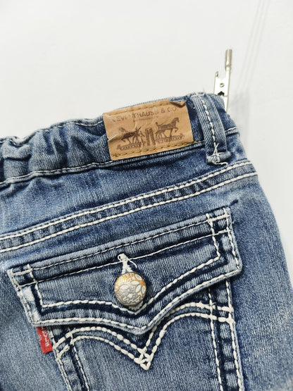 Vintage Levi's Shorts Mid Blue Wash Y2K Contrast Stitch Crystal Button 26W
