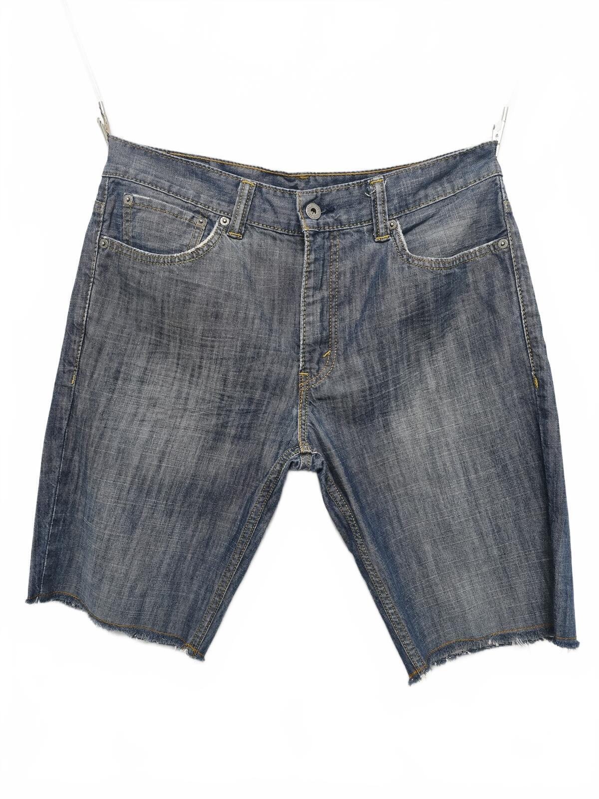 Vintage Levi's 511 Slim Fit Mid Blue Raw Hem Denim Shorts 90s Skater Grunge Jorts W34