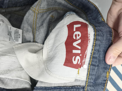 Vintage Levi's 511 Slim Fit Mid Blue Raw Hem Denim Shorts 90s Skater Grunge Jorts W34
