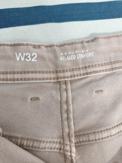 Vintage Denim Co Tan Shorts W30 Relaxed Straight Beige Sand Summer Festival Y2K