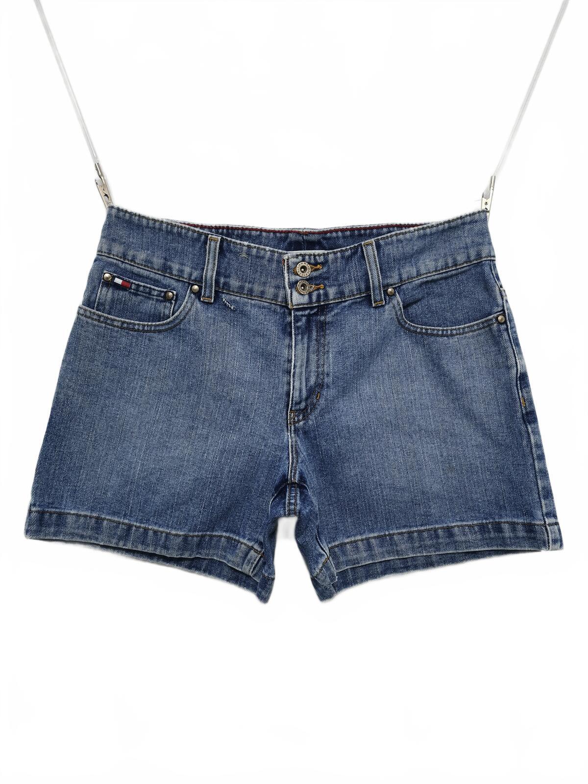 Vintage Tommy Hilfiger Double Button Mid Blue Denim Jorts Shorts Y2K 00s W32