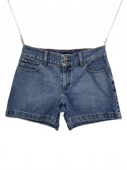 Vintage Tommy Hilfiger Double Button Mid Blue Denim Jorts Shorts Y2K 00s W32