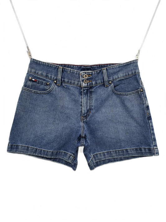 Vintage Tommy Hilfiger Double Button Mid Blue Denim Jorts Shorts Y2K 00s W32