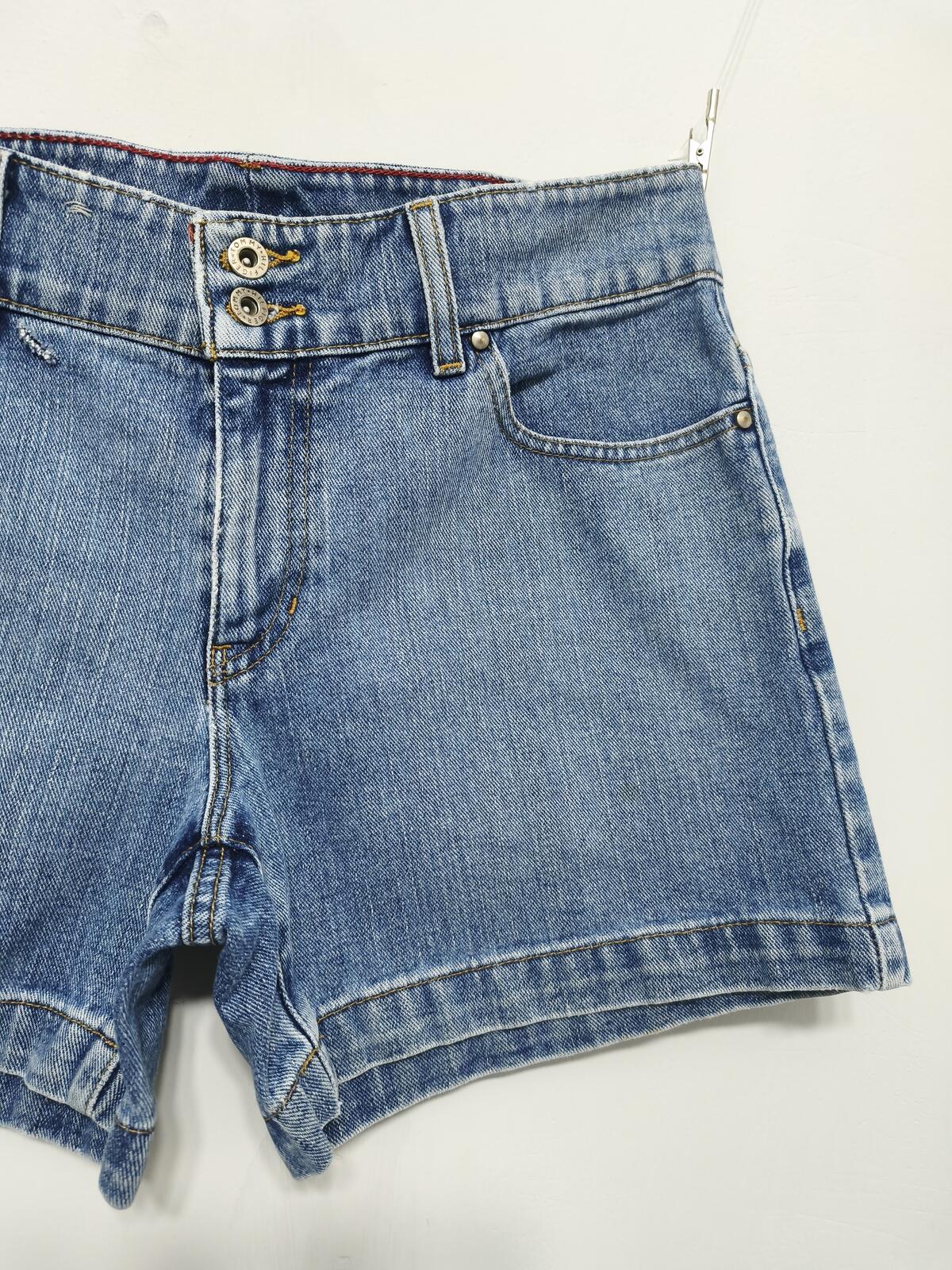 Vintage Tommy Hilfiger Double Button Mid Blue Denim Jorts Shorts Y2K 00s W32