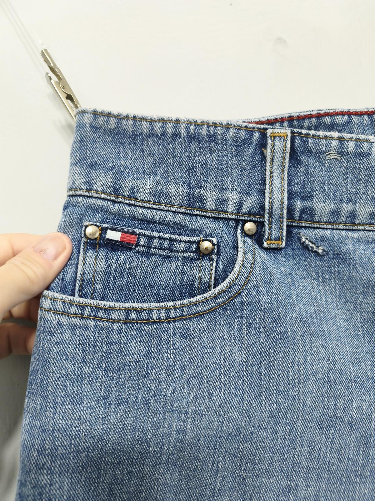 Vintage Tommy Hilfiger Double Button Mid Blue Denim Jorts Shorts Y2K 00s W32