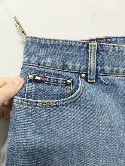 Vintage Tommy Hilfiger Double Button Mid Blue Denim Jorts Shorts Y2K 00s W32