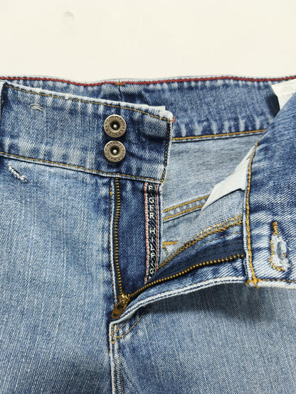 Vintage Tommy Hilfiger Double Button Mid Blue Denim Jorts Shorts Y2K 00s W32