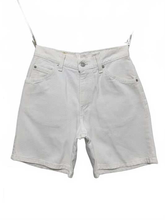 Vintage Levi's 967 Orange Tab Denim Shorts White Made in USA Y2K Festival 26W