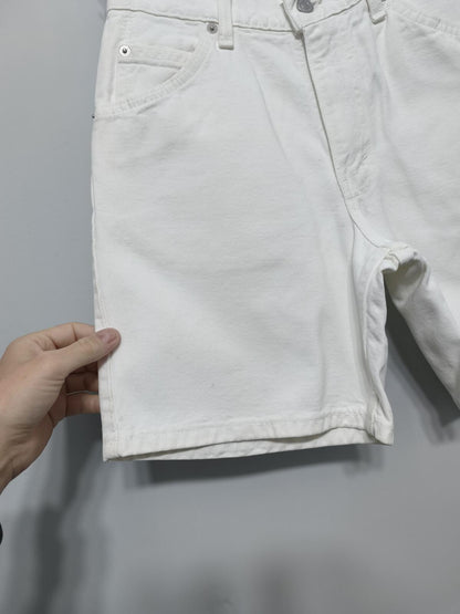 Vintage Levi's 967 Orange Tab Denim Shorts White Made in USA Y2K Festival 26W