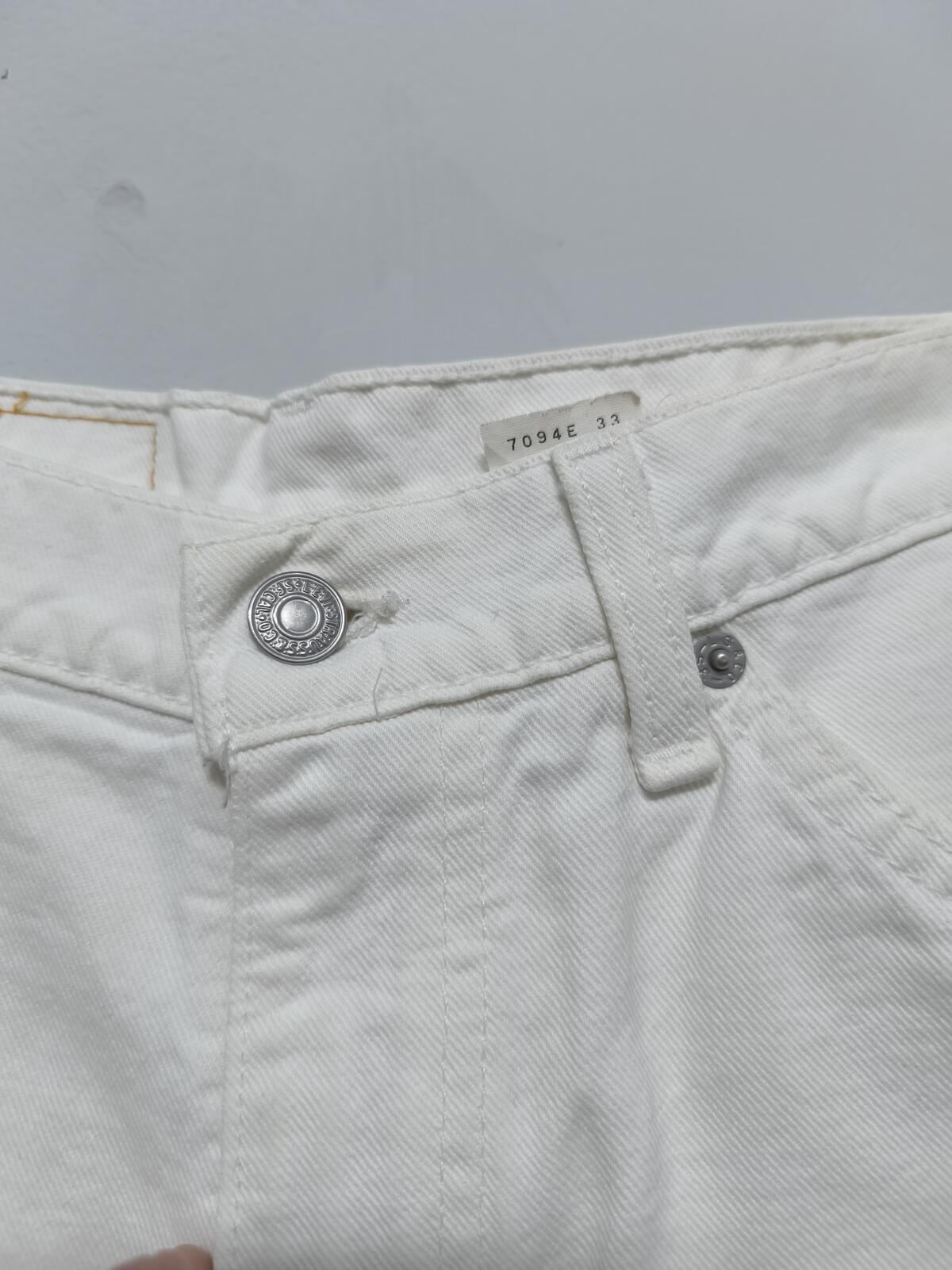 Vintage Levi's 967 Orange Tab Denim Shorts White Made in USA Y2K Festival 26W