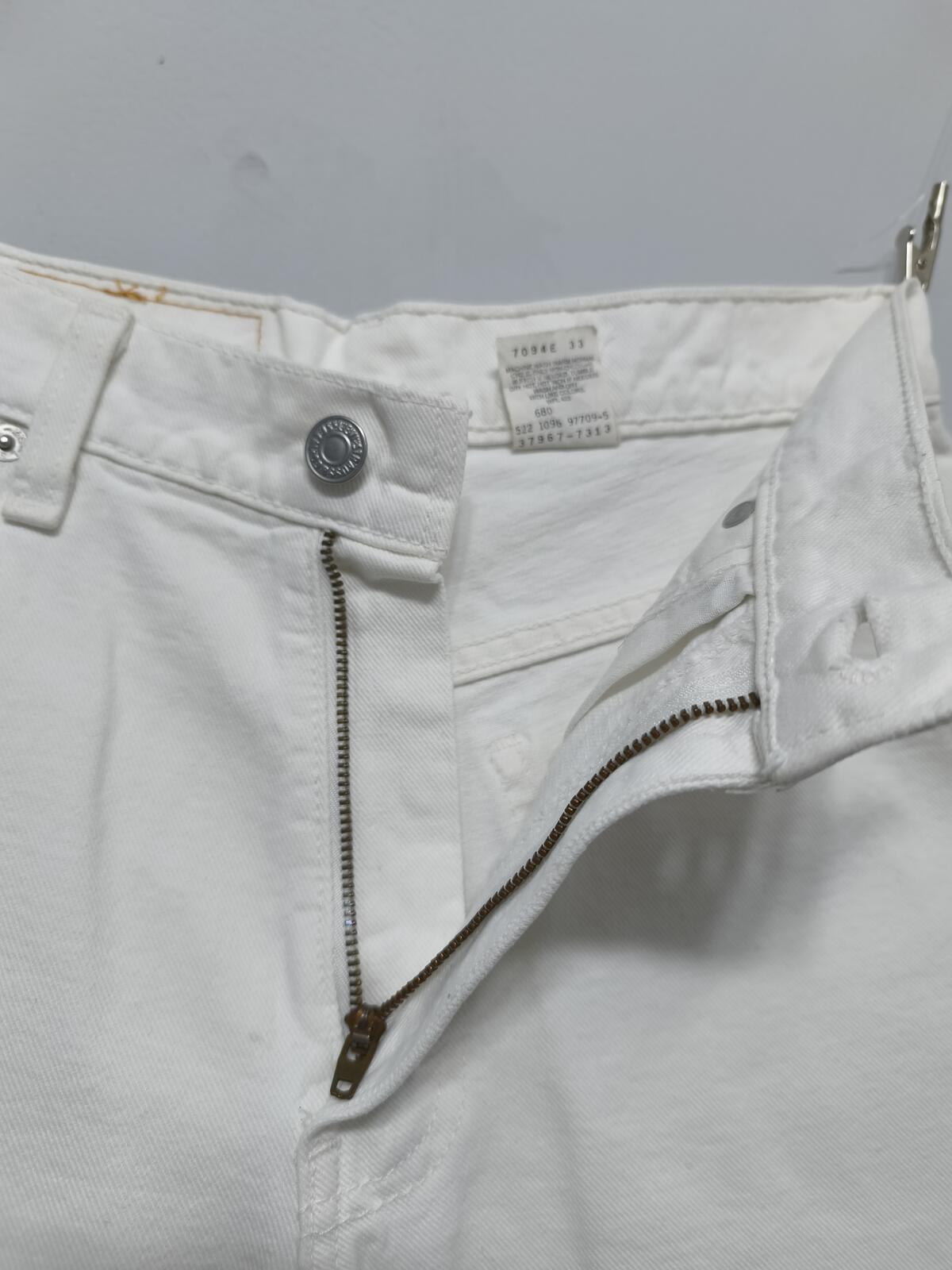 Vintage Levi's 967 Orange Tab Denim Shorts White Made in USA Y2K Festival 26W