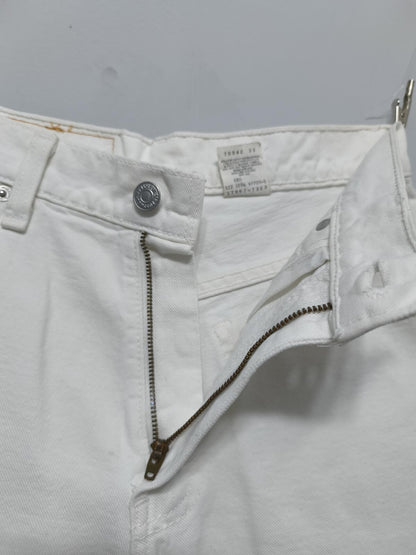 Vintage Levi's 967 Orange Tab Denim Shorts White Made in USA Y2K Festival 26W