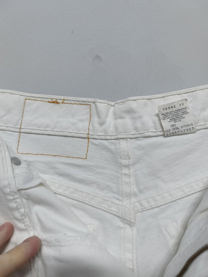 Vintage Levi's 967 Orange Tab Denim Shorts White Made in USA Y2K Festival 26W