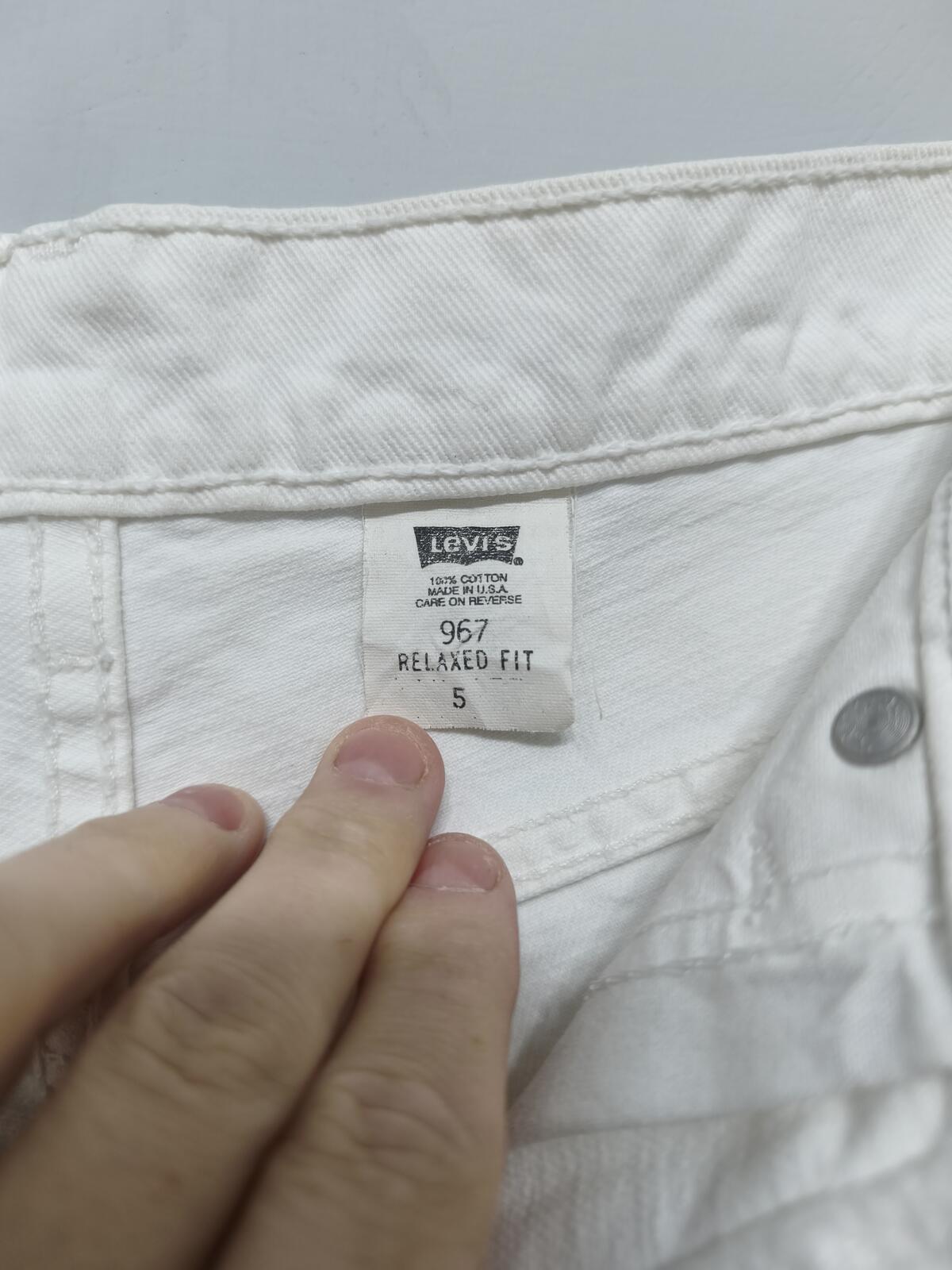 Vintage Levi's 967 Orange Tab Denim Shorts White Made in USA Y2K Festival 26W