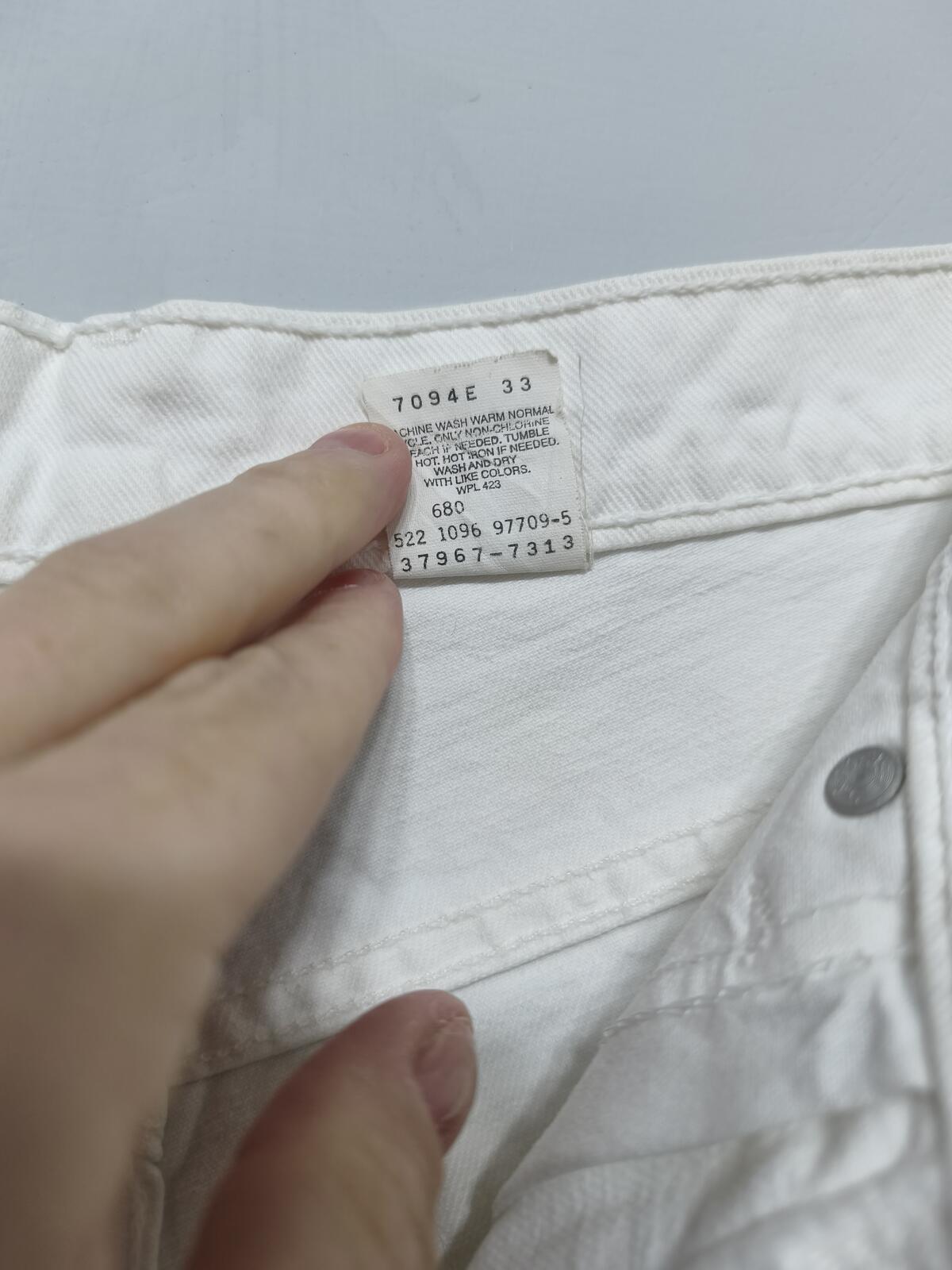 Vintage Levi's 967 Orange Tab Denim Shorts White Made in USA Y2K Festival 26W